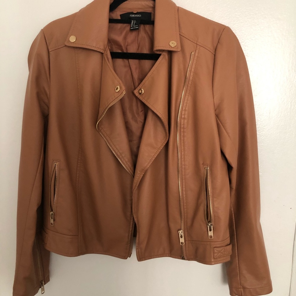 Peach faux leather jacket